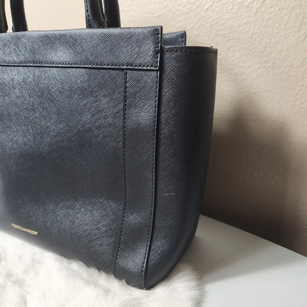 Rebecca Minkoff Monroe Black Saffiano Leather Purse Tote w/Crossbody Strap
